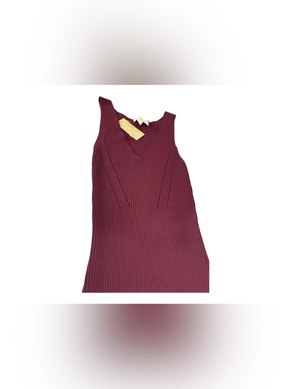 Women’s Michael Kors Sleeveless V-Ribbed Midi Dress - Picture 6 of 8